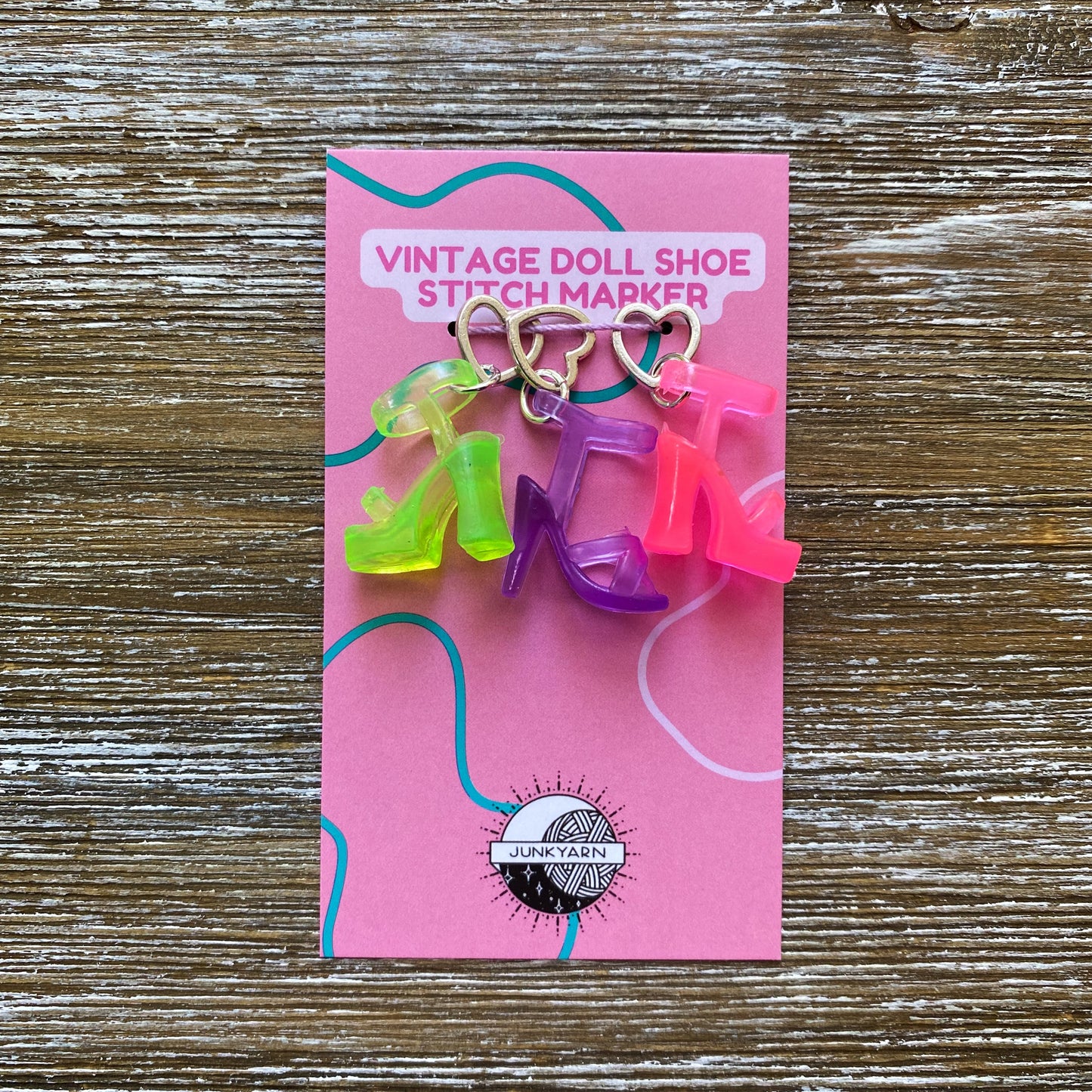Vintage Barbie Shoe Stitch Markers w/ Heart Ring - Sets of 3 - Ready to Ship